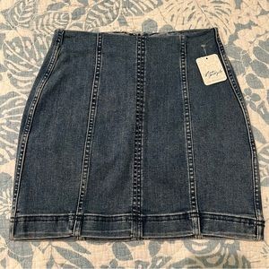 Free People denim pencil mini skirt